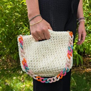 Sac a main crochet bandouliere colore personnalisable sur mesure fait main France